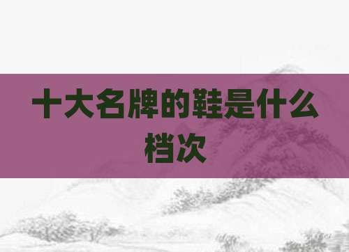 十大名牌的鞋是什么档次