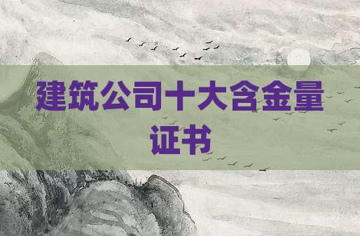 建筑公司十大含金量证书