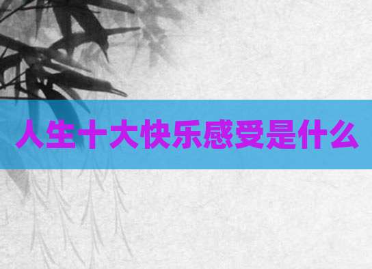 人生十大快乐感受是什么