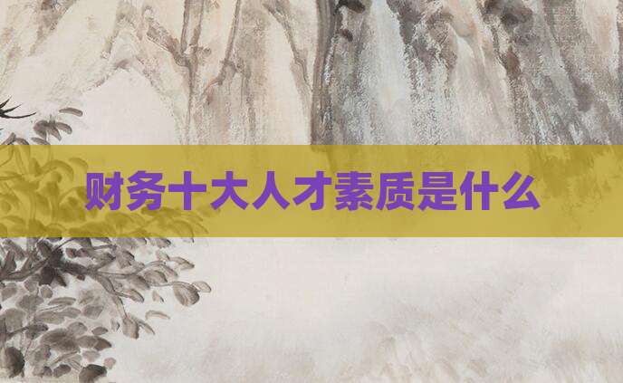 财务十大人才素质是什么