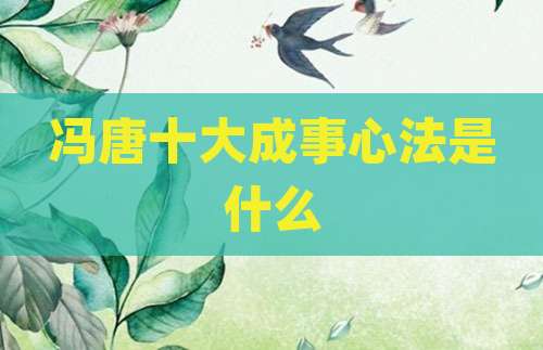 冯唐十大成事心法是什么