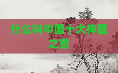什么叫中国十大神医之首