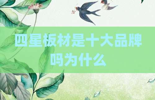 四星板材是十大品牌吗为什么