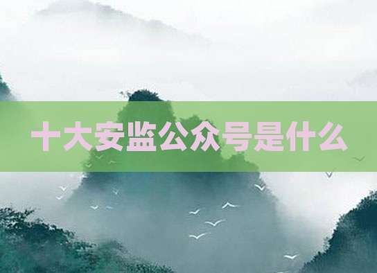 十大安监公众号是什么