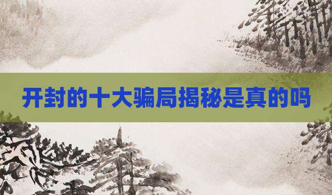 开封的十大骗局揭秘是真的吗