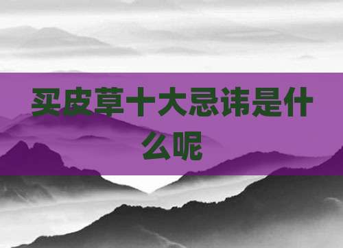 买皮草十大忌讳是什么呢