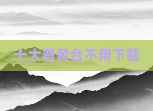十大看黄台不用下载
