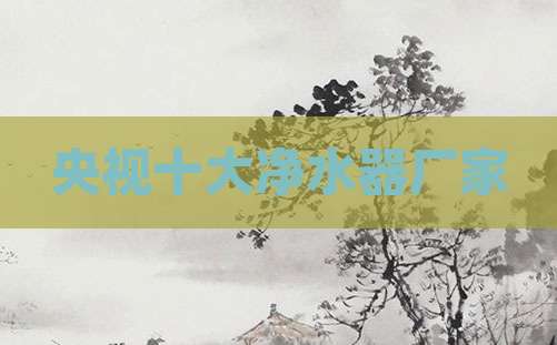 央视十大净水器厂家
