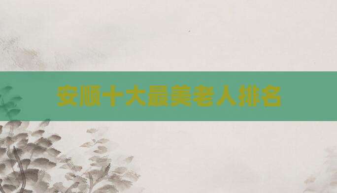 安顺十大最美老人排名