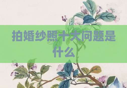 拍婚纱照十大问题是什么