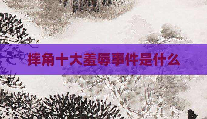 摔角十大羞辱事件是什么