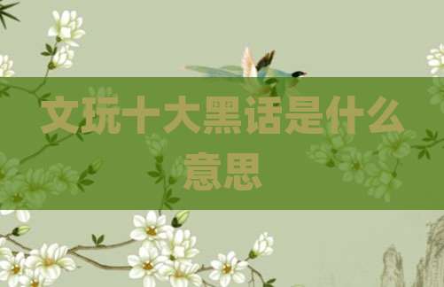 文玩十大黑话是什么意思