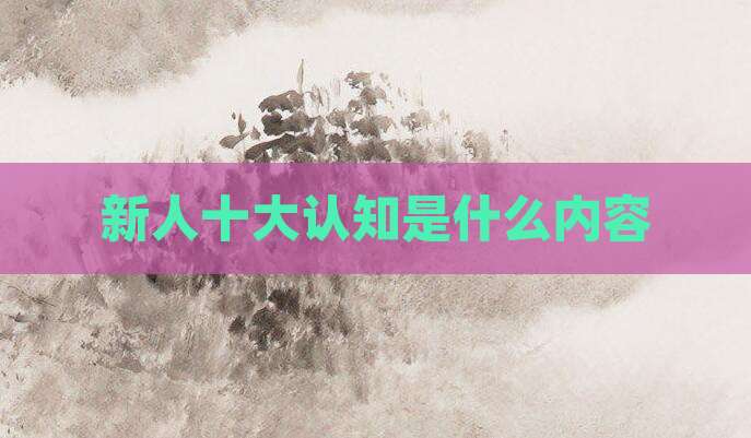 新人十大认知是什么内容