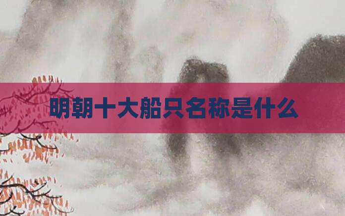 明朝十大船只名称是什么