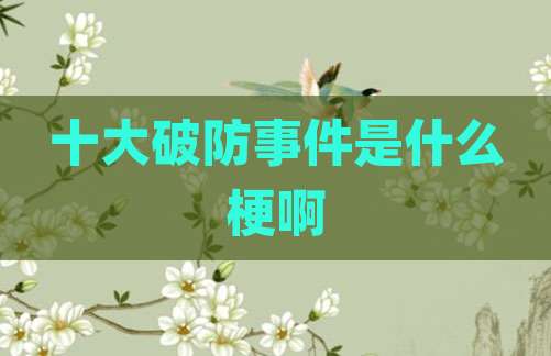 十大破防事件是什么梗啊