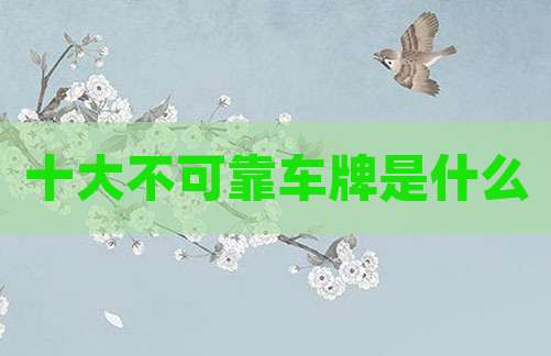 十大不可靠车牌是什么