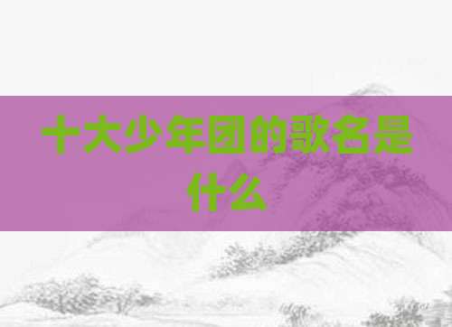 十大少年团的歌名是什么