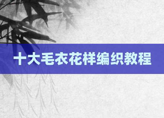 十大毛衣花样编织教程