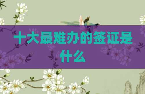 十大最难办的签证是什么