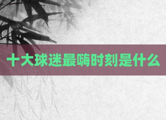 十大球迷最嗨时刻是什么
