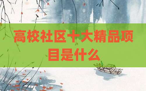 高校社区十大精品项目是什么