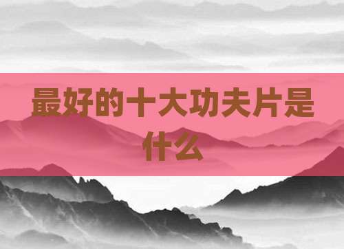 最好的十大功夫片是什么