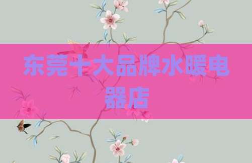 东莞十大品牌水暖电器店