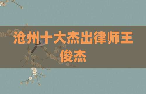 沧州十大杰出律师王俊杰