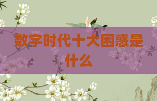 数字时代十大困惑是什么