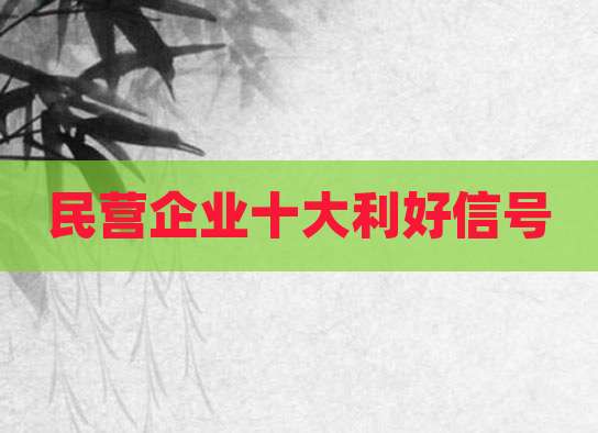 民营企业十大利好信号