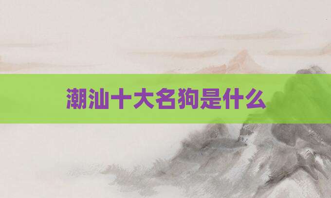 潮汕十大名狗是什么