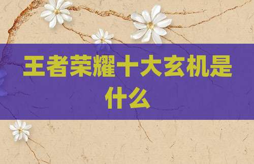 王者荣耀十大玄机是什么