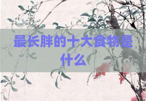 最长胖的十大食物是什么