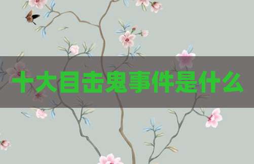 十大目击鬼事件是什么