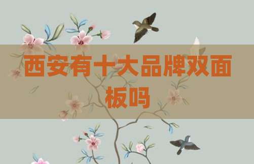 西安有十大品牌双面板吗