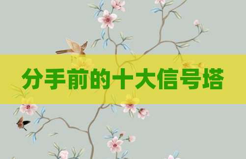 分手前的十大信号塔