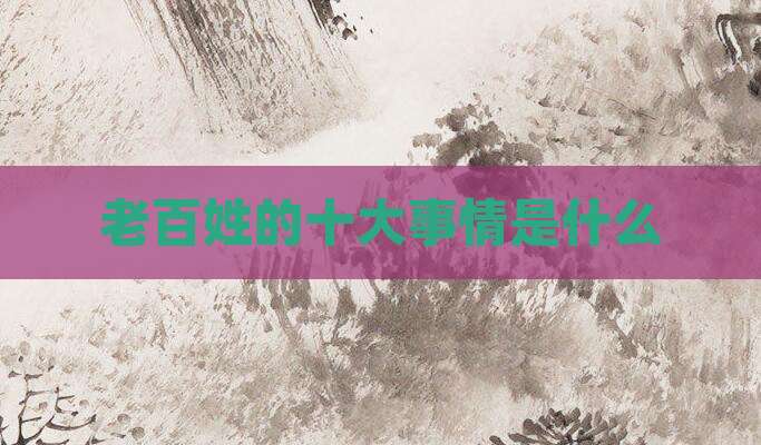老百姓的十大事情是什么