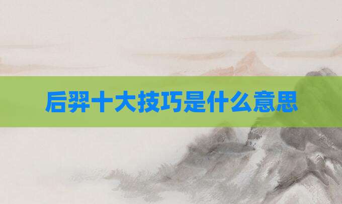 后羿十大技巧是什么意思