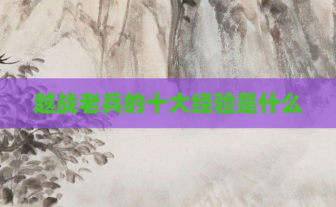越战老兵的十大经验是什么