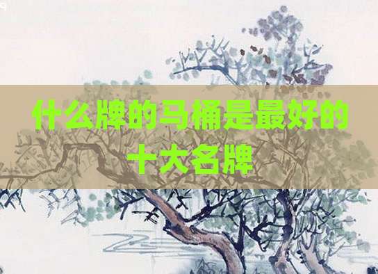 什么牌的马桶是最好的十大名牌