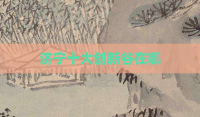济宁十大创新谷在哪