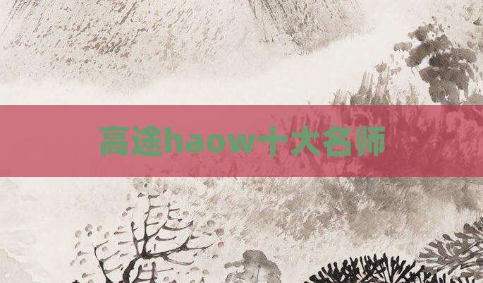 高途haow十大名师