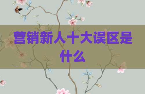 营销新人十大误区是什么