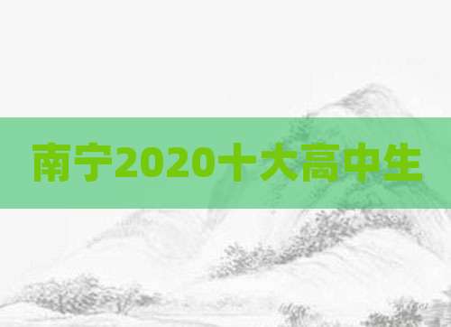 南宁2020十大高中生