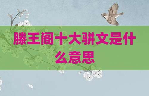 滕王阁十大骈文是什么意思