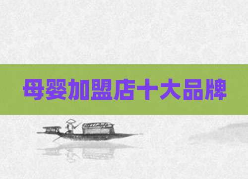 母婴加盟店十大品牌
