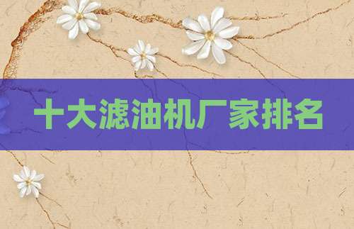 十大滤油机厂家排名