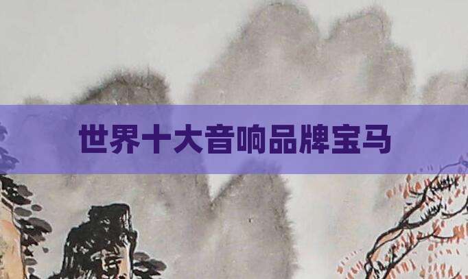 世界十大音响品牌宝马