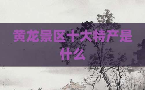 黄龙景区十大特产是什么