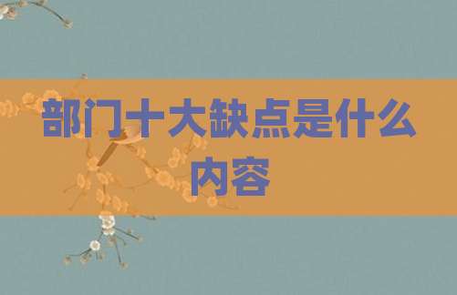 部门十大缺点是什么内容